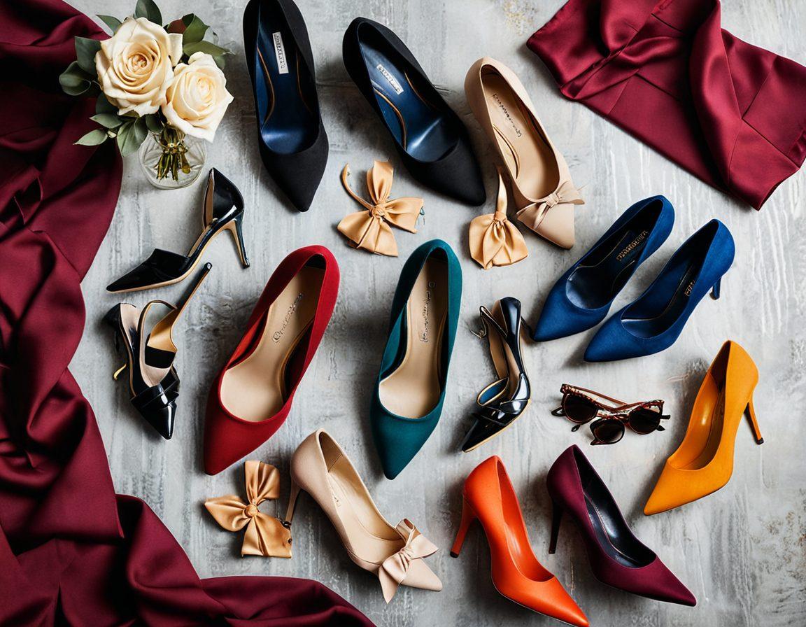 A stylish flat lay featuring various types of nylons in a range of vibrant colors and textures, elegantly arranged on a luxurious fabric backdrop. Include a pair of chic shoes and tasteful accessories to evoke a sense of comfort and fashion. The scene capturing diverse occasions like casual, formal, and night-out settings, illuminated by soft, natural light. super-realistic. vibrant colors. elegant styling.